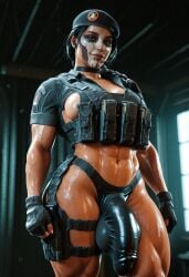 1futa abs ai_generated armor beret big_balls big_boobs big_breasts big_penis big_thighs brazilian brazilian_female brazilian_futa bulge caveira_(rainbow_six) facepaint futa_only futanari hi_res highres holster huge_balls huge_breasts huge_cock huge_testicles looking_at_viewer masixi muscular muscular_arms muscular_futa muscular_legs panties rainbow_six_siege self_upload solo solo_futa special_forces standing tagme veins veiny_muscles