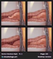 ai_generated anus applejack_(mlp) ass blush cloudwings comic cutie_mark dock duo ejaculating_cum ejaculation equine explicit female feral g4 genitals horsecock male mare my_little_pony nudity open_mouth orgasm orgasm_face page panel pegasus penis pleasure_face pleasured pleasured_female pony rarity_(mlp) spreading tail tongue tongue_out vagina vulva vulvar_winking zoophilia