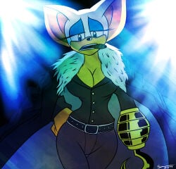 1girl 1girls bat breasts crocodile_(one_piece) female female_only one_piece rouge_the_bat sir_crocodile solo solo_focus sonic_(series) superix