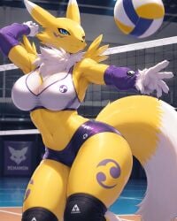 ai_generated digimon digimon_tamers fox_girl fox_tail renamon sport yellow_fur