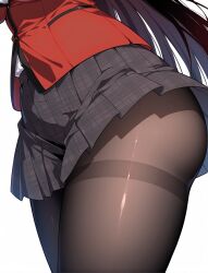 ai_generated ass ass_focus big_ass black_hair curvy curvy_body curvy_female huge_ass jabami_yumeko kakegurui legwear long_hair pantyhose perfect_ass perfect_body perfect_legs red_jacket school_uniform skirt student thick_thighs