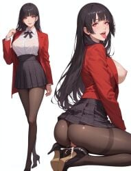 1girls ai_generated ass big_ass big_breasts black_hair breasts curvy curvy_body curvy_female dress female female_focus fringe fringe_hair jabami_yumeko kakegurui legwear long_hair looking_at_viewer medium_breasts perfect_ass perfect_body perfect_legs red_eyes school_uniform schoolgirl skirt student thick_thighs thighhighs