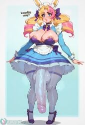 ai_generated bulge bulge_through_clothing cafe_cutie_gwen cafe_cuties_series futanari gwen_(league_of_legends) league_of_legends massive_penis noonyx veiny_penis