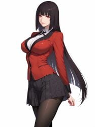 1girls ai_generated ass big_ass big_breasts black_hair breasts curvy curvy_body curvy_female dress female female_focus fringe fringe_hair jabami_yumeko kakegurui legwear long_hair looking_at_viewer medium_breasts perfect_ass perfect_body perfect_legs red_eyes school_uniform schoolgirl skirt student thick_thighs thighhighs