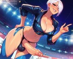 1futa 2d 4k ai_generated angel_(kof) bangs black_panties blue_eyes blue_jacket blush bra breasts chaps cleavage crop_top cropped_jacket erection foreskin futa_only futanari hair_over_one_eye hand_on_hip huge_breasts huge_cock human intact intersex jacket king_of_fighters large_breasts large_penis large_testicles leather_jacket long_sleeves looking_at_viewer open_clothes pants pantsu partially_retracted_foreskin penis precum short_hair smile solo testicles thick_thighs uncensored uncircumcised uncut underwear veins veiny_penis white_hair wide_hips xlily666x