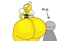 1boy 1girls animated ass_to_face bee_girl breathotter bumping_asses gigantic_ass huge_ass large_ass lena_the_bee looking_at_another looking_down massive_ass russian_cooking_oil_commercial size_difference tagme thick_thighs video wings wobbling_ass yellow_body