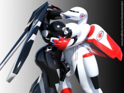 3d aircraft airplane canada-001 female futanari idsaybucketsofart intersex intersex/female kissing living_aircraft living_machine lockey machine robot royal_canadian_air_force