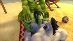 3boys 3d anal anal_sex animated bara beach deepthroat double_penetration fellatio gay loop male male_only muscles no_sound orc penis rohanhunt spitroast threesome video warcraft yaoi