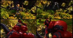 3d 4_panel_comic ahegao ahegao_face au_ra big_belly big_breasts big_thighs blue_tongue dragon_tail fat_tail female_only female_pred female_prey ffxiv final_fantasy_xiv forest forest_background gpose(ffxiv) hand_on_belly horns huge_belly huge_breasts hyur legs legs_apart matrons_elf matrons_elf red_skin satisfied_pred scales tail tail_wrap tail_wrapped_around tail_wrapped_around_body tail_wrapping thick_legs thick_thighs tongue tongue_out voluptuous voluptuous_female vore vore_belly