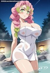 1girls ai_generated aindroidparanoid ass bath big_ass big_breasts big_butt breasts busty cleavage curvy cute demon_slayer fat_ass female female_only gigantic_breasts green_eyes green_hair hair hi_res hips huge_ass huge_breasts human kanroji_mitsuri kimetsu_no_yaiba large_ass large_breasts legs massive_breasts narrow_waist onsen outdoors pink_hair slim_waist stable_diffusion tagme thick_ass thick_thighs towel twintails voluptuous waist wide_hips