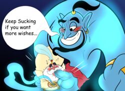 aladdin balls disney djinn gay genie genie_(aladdin) human male_only oral penis ryuk51 testicles