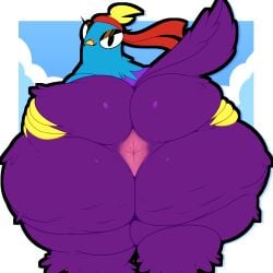 absurd_res accessory anthro anus ass avian big_breasts big_butt bird bodily_fluids breasts budge_(fortnite) budgerigar cellulite digital_media_(artwork) ekkokenight epic_games feathers female fortnite fur genderswap_(mtf) hair headband hi_res huge_breasts huge_butt looking_at_viewer looking_down looking_down_at_viewer loriinae mtf_crossgender multicolored_body non-mammal_breasts nude parakeet parrot rule_63 small_breasts solo spreading tail text thick_thighs true_parrot wide_hips