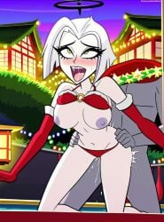 1boy 1girls ai_generated big_penis cum cum_in_pussy cum_inside female hazbin_hotel hi_res intersex long_hair lute_(hazbin_hotel) nude sex smile tagme uncensored