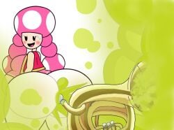 big_butt bloated_tummy enormous_ass fart farting gassy_female huge_fart looking_pleasured mario_(series) nintendo super_mario_bros. toadette tuba yoshizilla