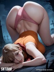 ai_generated ashley_graham ass ass_up big_ass big_breasts blonde blonde_hair breasts capcom curvaceous curvy curvy_female curvy_figure dat_ass female female_only huge_ass muscular muscular_female pawg resident_evil resident_evil_4 shtora thick_thighs white_female