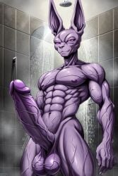 ai_generated anthro balls beerus big_balls big_penis cock cocky69 dragon_ball_super excessive_size god_of_destruction humanoid_penis hyper_penis long_penis muscular muscular_anthro muscular_male penis shower veiny_muscles veiny_penis