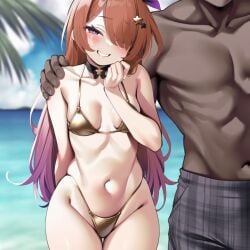 ai_generated dark-skinned_male gold_bikini indie_virtual_youtuber nina_saotome