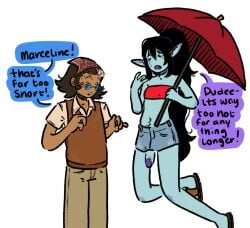 adventure_time adventure_time:_fionna_&_cake embarrassed futa_with_male futanari marceline marceline_abadeer marceline_the_vampire_queen short_skirt sketchventures summer tip_peeking