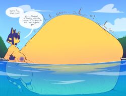 1girls ambiguous_prey animal_crossing ankha ankha_(animal_crossing) ass belly big_ass big_belly big_belly_bulge big_breasts big_butt bone_imprints breasts cat_girl catgirl commission digestion digestion_noises female female_focus female_only female_pred huge_ass huge_belly huge_butt looking_at_belly mass_vore multiple_prey nintendo oral_vore pool scaliecrocs soft_vore talking_to_self video_game_character vore vore_belly water