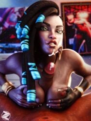 1boy 1girls 3d breasts cum cumming dark-skinned_female dark-skinned_male dark_skin erection female league_of_legends male nipples paizuri penis riot_games senna_(league_of_legends) zis2nsfw