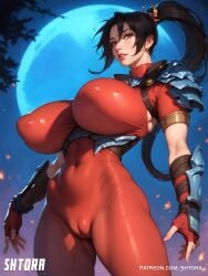 ai_generated ass big_ass big_breasts bodysuit breasts cameltoe curvaceous curvy curvy_female curvy_figure female female_only muscular muscular_female perky_breasts pointy_breasts puffy_areola puffy_nipples shtora skin_tight soul_calibur taki thick_thighs torpedo_breasts