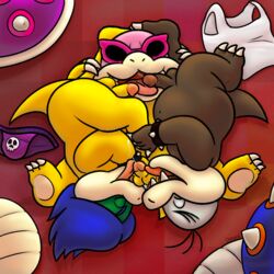 3boys briefs clothing floor gay group group_sex koopaling ludwig_von_koopa male male_only mario_(series) morton_koopa_jr. nintendo nishi orgy penis purple_underwear roy_koopa sex shell shirt tank_top trio underwear video_games white_shirt white_underwear yaoi