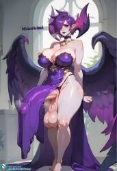 angel angel_wings futanari gigantic_penis goth goth_girl league_of_legends morgana noonyx