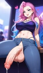 ai_generated big_ass big_balls brat futanari k/da_all_out_seraphine k/da_all_out_series k/da_series league_of_legends seraphine_(league_of_legends) slim_waist veiny_penis