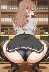 1girls ahoge ai_generated ass ass_focus ass_shake black_shirt black_thighhighs blush body_control boombox brown_eyes brown_hair civitai dekutree10 dress_inside_ass gold_boombox_(prevence) grey_jacket long_hair looking_back maria_mikhailovna_kujou pleated_skirt school_uniform shaking_ass shirt shoes skirt solo sweat sweaty sweaty_ass thighhighs tokidoki_bosotto_russian_de_dereru_tonari_no_alya-san twerk twerk_hypnosis twerking uniform upskirt