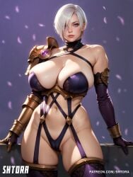 ai_generated ass big_ass big_breasts breasts curvaceous curvy curvy_female curvy_figure female female_only isabella_valentine muscular muscular_female shtora soul_calibur thick_thighs white_female white_hair