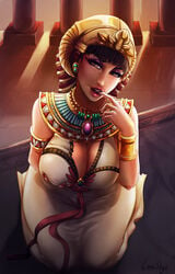 1girls 2018 ancient_egyptian ancient_history ancient_middle_east background black_hair bracelet breast_grab breasts brown-skinned_female brown_eyes brown_hair brown_skin civilization civilization_vi cleavage cleopatra clothed crown curvaceous curvy dark-skinned_female dark_hair dark_skin dress egypt egyptian egyptian_clothes eyelashes eyes eyeshadow female gold grabbing hair_ornament headdress history holding holding_breast jewelry large_breasts lips lipstick luminyu makeup middle_eastern middle_eastern_clothing middle_eastern_female mouth navel open_eyes open_mouth patreon pink_lipstick smooth_skin squeeze squeezing teeth tumblr voluptuous