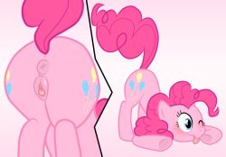 2025 absurd_res anthro anus ass bent_over blush digital_drawing_(artwork) digital_media_(artwork) equid equine female friendship_is_magic fur genitals hair hasbro hi_res horse mammal maseru multiple_angles my_little_pony one_eye_closed pink_body pink_fur pink_hair pinkie_pie_(mlp) pony presenting presenting_anus presenting_hindquarters presenting_pussy puckered_anus pussy rear_view simple_background solo tongue tongue_out