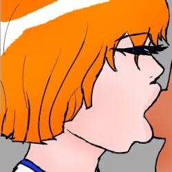 animated big_penis blowjob dap0192 eyes_closed fellatio gif huge_cock nami nami_(one_piece) one_piece orange_hair usopp