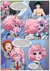 1boy 2girls bbmbbf comic comic_page izuku_midoriya let_me_unwrap_your_gift_(comic) mina_ashido my_hero_academia no_sex ochako_uraraka palcomix