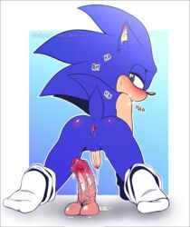 1boy anal anus cum dildo duckyeah gaping_anus male male_only masturbation socks solo sonic_(series) sonic_the_hedgehog sweat