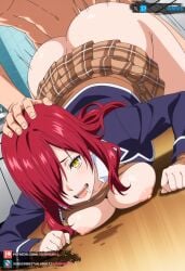 against_floor against_surface ai_generated ass_up big_ass big_breasts female food_wars from_behind grabbing_head juanpiamvs kobayashi_rindou long_hair nipples open_clothes open_mouth patreon patreon_username penetration pressing_breasts red_hair school_uniform sex shokugeki_no_souma subscribestar subscribestar_username watermark yellow_eyes