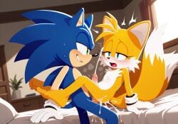 aged_up ai_generated anal anal_sex cum cum_in_ass cumming_from_anal_sex cumming_together ejaculation ejaculation_while_penetrated feet foreskin gay gay_sex half-closed_eyes looking_at_partner male miles_prower moaning open_mouth penis penis_in_ass pleasure_face smug_face sonic_(series) sonic_the_hedgehog sonic_the_hedgehog_(series) tails tails_the_fox uncircumcised yaoi
