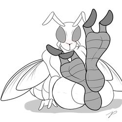 2_toes ambiguous_gender anthro arthropod blush feet foot_focus insect_wings insects monochrome plantigrade semi-anthro solo toes wasp wings zp92