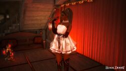 3d arab_female arabian_female bdo beurette black_desert black_desert_online black_gloves black_high_heel_boots commentary_request dark-skinned_female exposed french_arab game_screenshot gloves high_boots irl_character leather_boots public_exposure toilet yourbdoslave