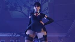 3d 3d_(artwork) 3d_model 3d_render annoyed annoyed_expression ass ass_visible_through_thighs black_fingernails black_hair black_lips blender blender_(artwork) blender_(software) blender_cycles braid braids commando detached_sleeves goth goth_girl hand_on_hip jenna_ortega latina lipstick looking_at_viewer looking_down_at_viewer mini_tie no_panties no_panties_under_dress no_panties_under_skirt oofoe pov pov_eye_contact pussy pussy_peek red_tie self_upload stockings stockings_thigh_highs the_addams_family thighhighs thighs tie twin_braids wednesday_(netflix) wednesday_addams
