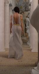 1girls 3d ancient_greece assassin's_creed_(series) assassin's_creed_odyssey back_view kassandra see-through see-through_clothing transparent_clothing