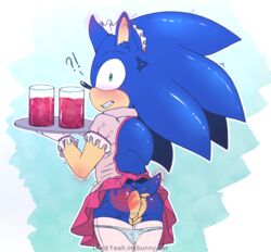 ass ass_slap crossdressing duckyeah from_behind gay looking_back maid male panties panties_down panties_pull slap_mark sonic_(series) sonic_the_hedgehog spank_marks spanking sweat thighhighs upskirt waitress yaoi