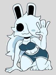 bra female_only femgram furry furry_female furry_girl geometry_dash hair hair_over_eye hair_over_one_eye no_sex shorts white_fur