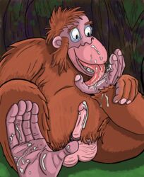 ape cum cum_eating dead_source disney feet king_louie licking male_only mammal monkey orangutan paws penis primate the_jungle_book tongue tongue_out winserferret