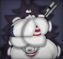 1girls american_flag_bikini bad_anatomy bikini enormous_breasts flag_bikini fundamental_paper_education hyper_breasts jaidencool looking_at_viewer miss_circle_(fundamental_paper_education) pillow_shading solo swimsuit tagme white_skin wide_hips