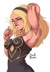 1girls arm_up armpit armpit_fetish armpits character_request dorkbum sweaty sweaty_armpit sweaty_armpits