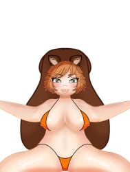 barely_clothed big_breasts bikini furry_female lillithsbells nipple_bulge squirrel_ears squirrel_girl_(marvel) squirrel_girl_(marvel_rivals) squirrel_tail tail thick_legs thick_lips thick_thighs