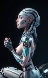 ai_generated alien alien_girl alien_humanoid android blue_eyes braided_hair cyborg_girl grey_skin gwyndala mechanical_arms mechanical_body mechanical_legs mechanization medium_breasts nude pale_skin praying serious_face skinny star_trek star_trek_prodigy vau_n'akat_(species)