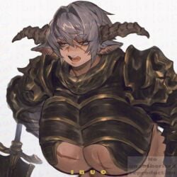 armor big_breasts horns huge_breasts ibuo scars