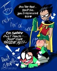 <3_eyes 2boys belt black_hair blush blushed_face cape cheat crazy dc dick_grayson doggy_style dominant_male gay gay_sex happy_sub heart heart_eyes heart_symbol hero homosexual_sex human human_only insult male_penetrating penetration robin_(dc) robin_(dick_grayson) robin_(teen_titans) robin_(teen_titans_go!) rope_harness selfcest size_difference smile teen_titans teen_titans_go twink white_eyes yaoi yellow_cape